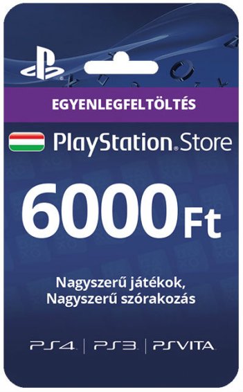 Kép a PlayStation Store 6000 Ft feltöltőkártya termékhez